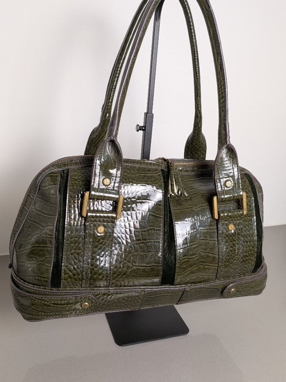 Women's Liz Claiborne Faux Leather Crocodile Green Patent Handbag